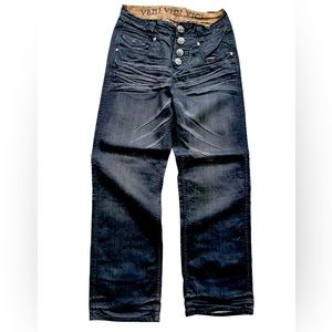 J Steger Jeans Mens  Distressed  Veni Vidi Vici Denim Motorcycle Jeans￼